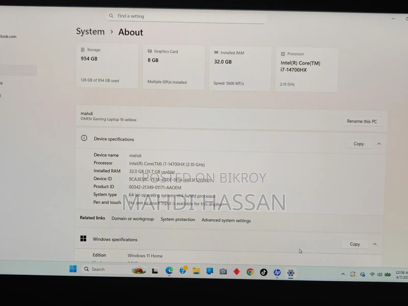 HP OMEN 16.1”” FHD 165Hz Laptop