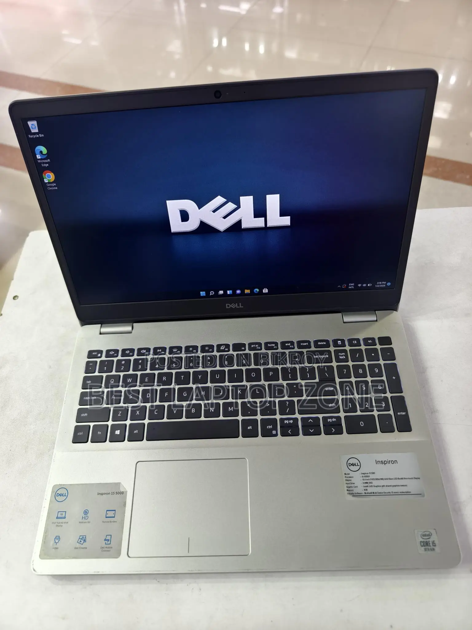 আজ দোকান খোলা আছে Dell Inspiron Core i5 ১০ম জেনারেশন সিলভার কালার বড় স্ক্রিন