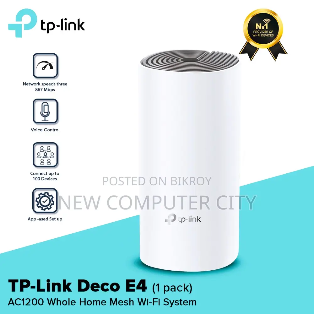 TP-Link Deco E4 (সিঙ্গেল প্যাক) হোল হোম মেশ ওয়াই-ফাই সিস্টেম ডুয়াল-ব্যান্ড