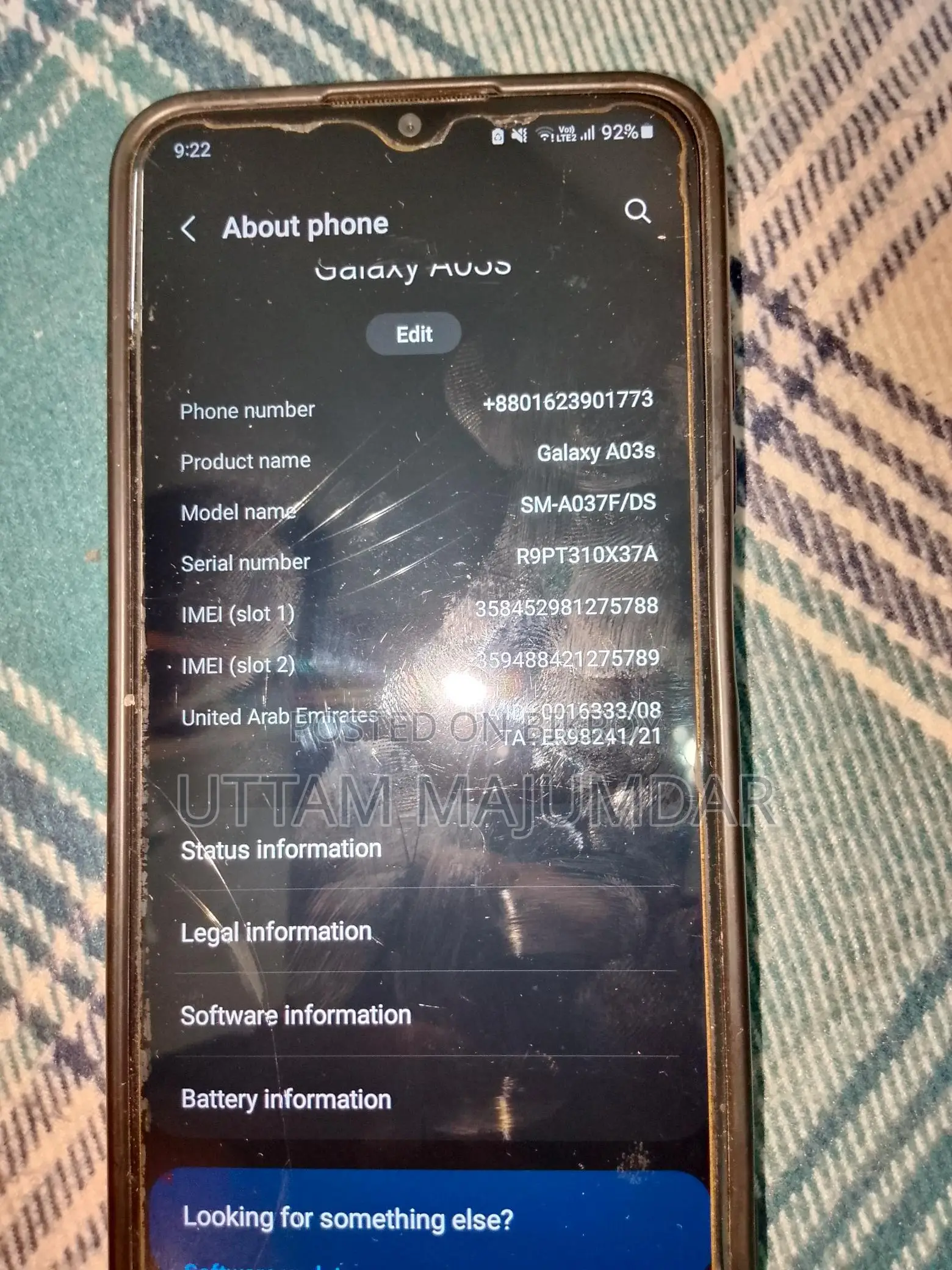 Samsung Galaxy A03S কোন সমস্যা নেই (ব্যবহৃত)