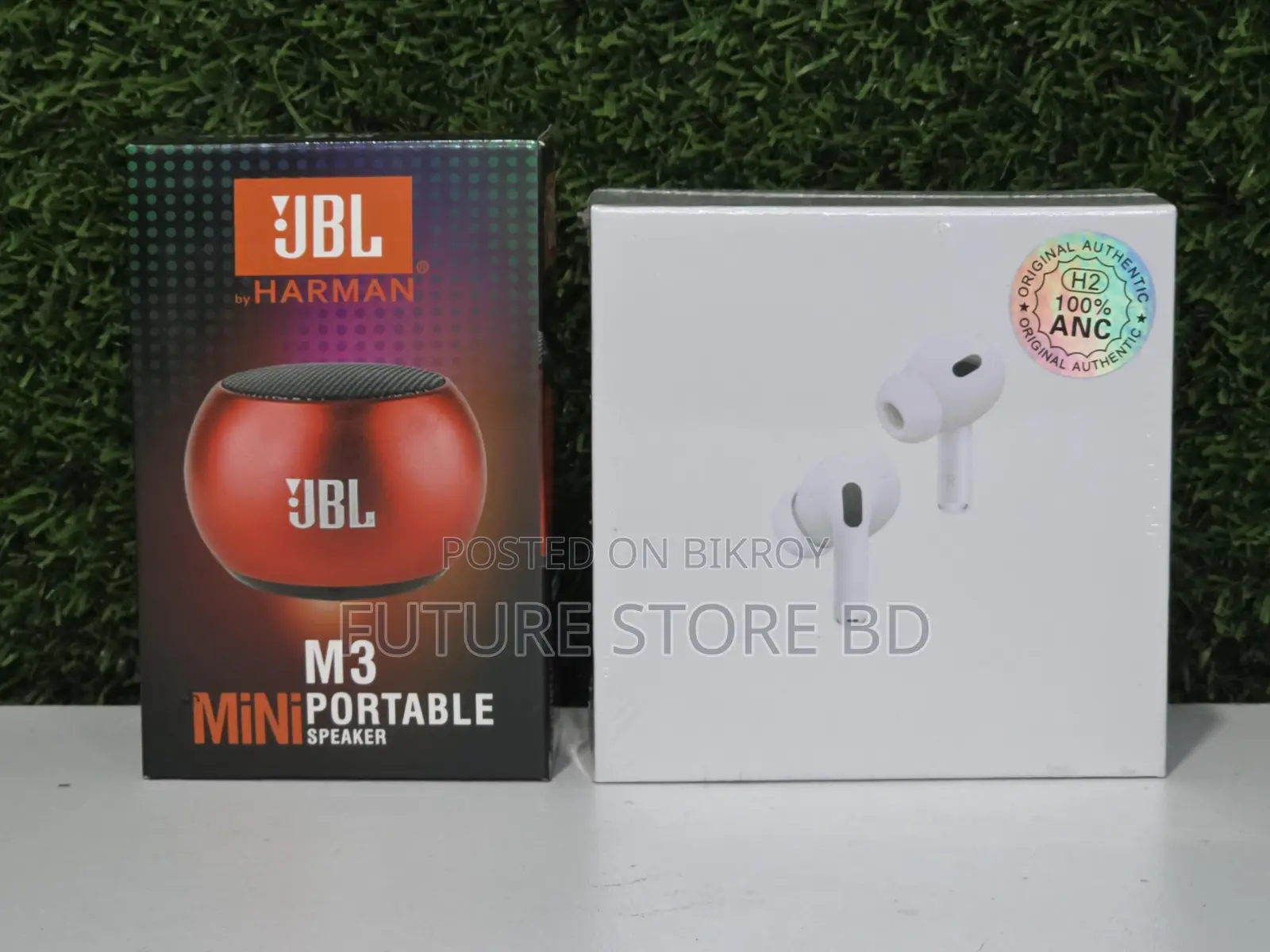 3-in-1 Combo Pack: 1. P9 Headphone, 2. JBL M-3 Bluetooth Speaker, 3. AirPods
