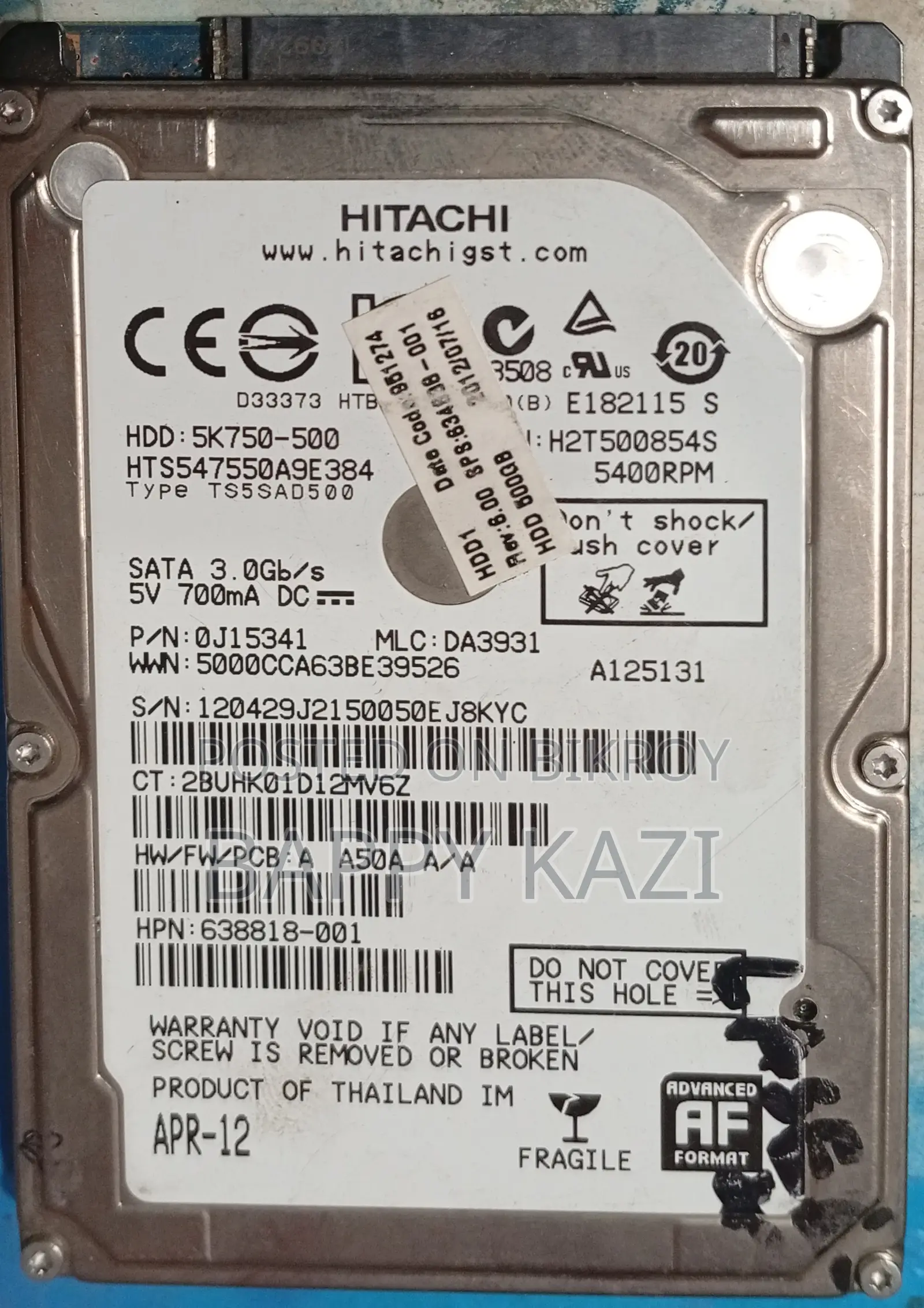 Hitachi 500 Gb Laptop HDD
