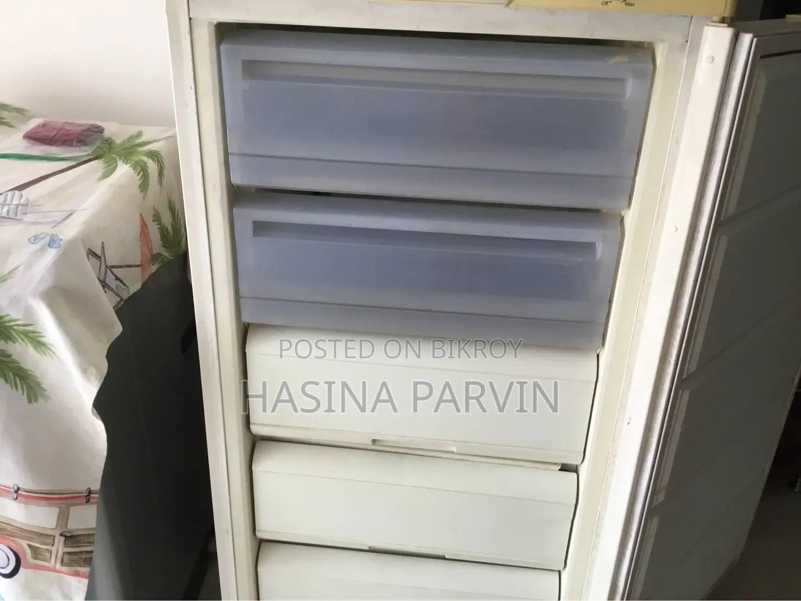 A drawer-style deep freezer.