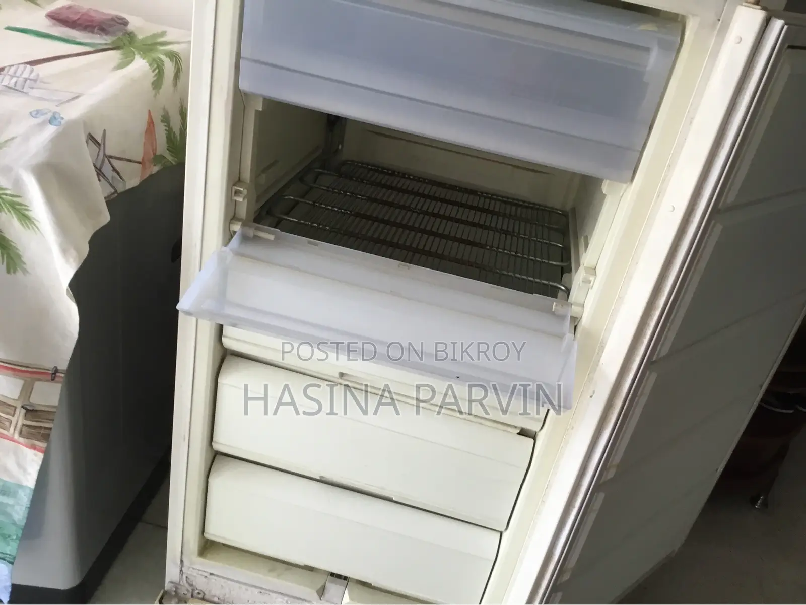A drawer-style deep freezer.