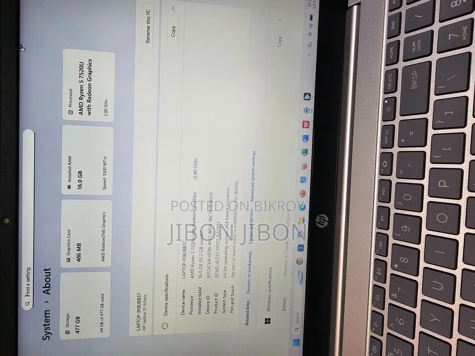Hp Ryzen-5 7520u