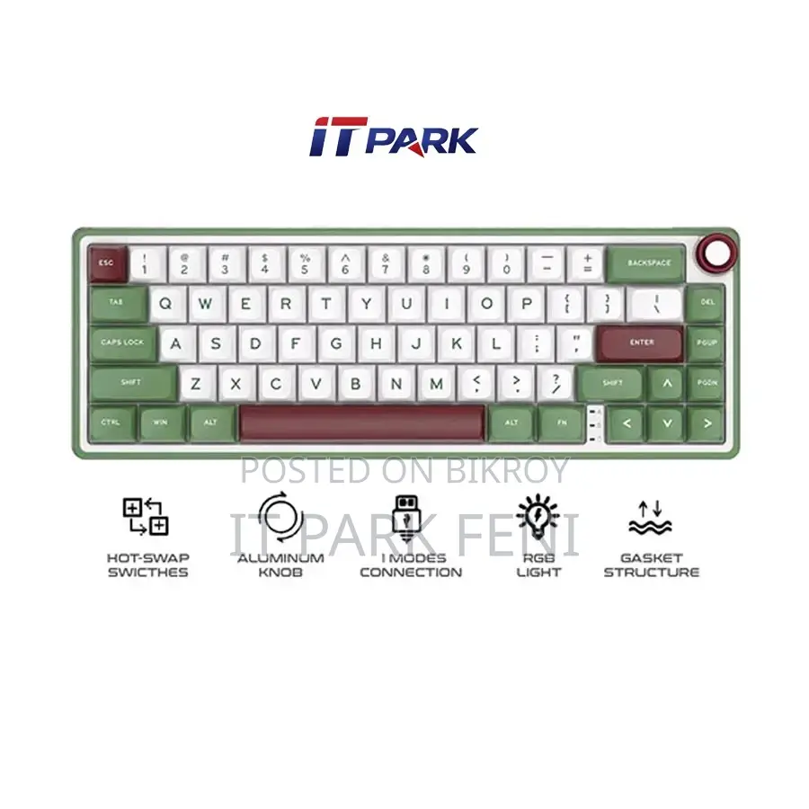 Royal Kludge RK R65 Wired RGB Hot Swap Greensand Mechanical Keyboard