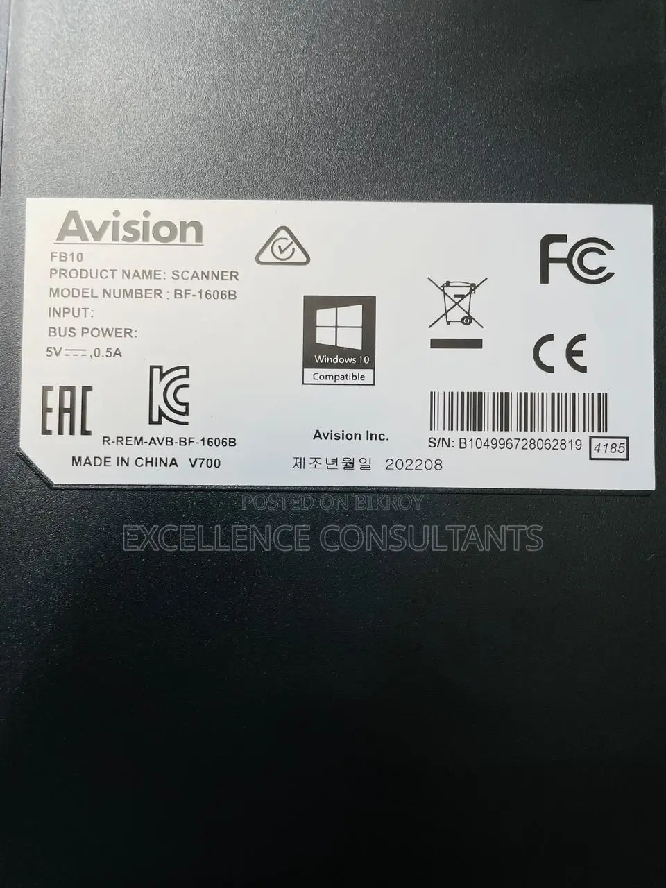 Avision Bf-1606b FB10 A4 Flatbed Scanner