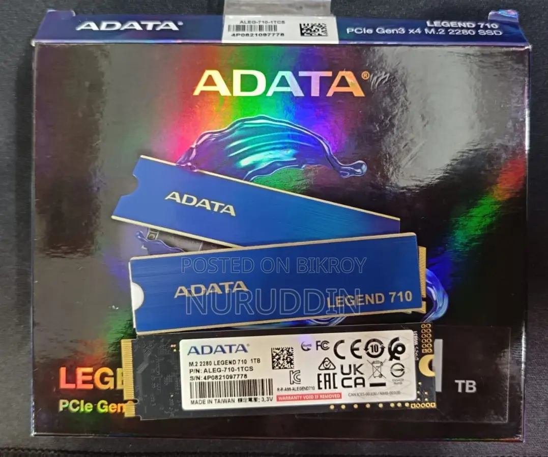 Adata Legend 710 1TB M.2 2280 PCIe Gen3x4 SSD #aleg-710-1tcs NVMe