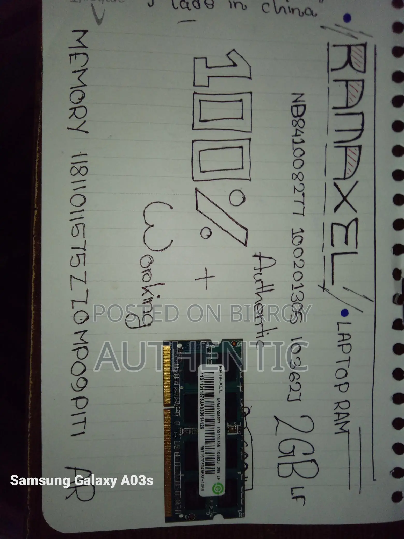 Ram_ramaxel.ddr3,laptop Ram,2gb Lf