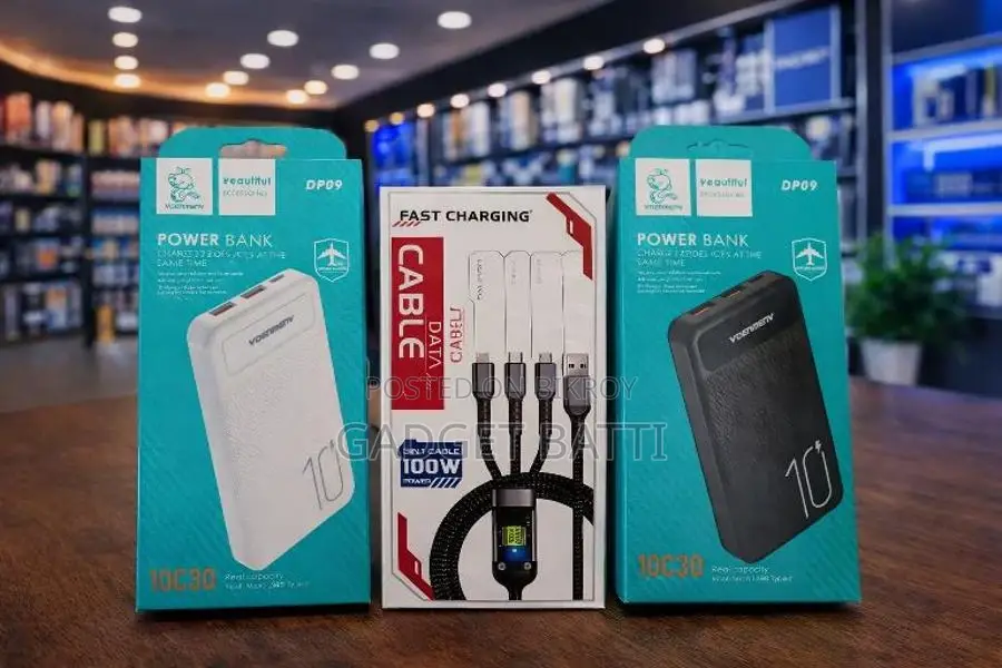10000mAh Power Bank + 100Watt 3-in-1 Cable