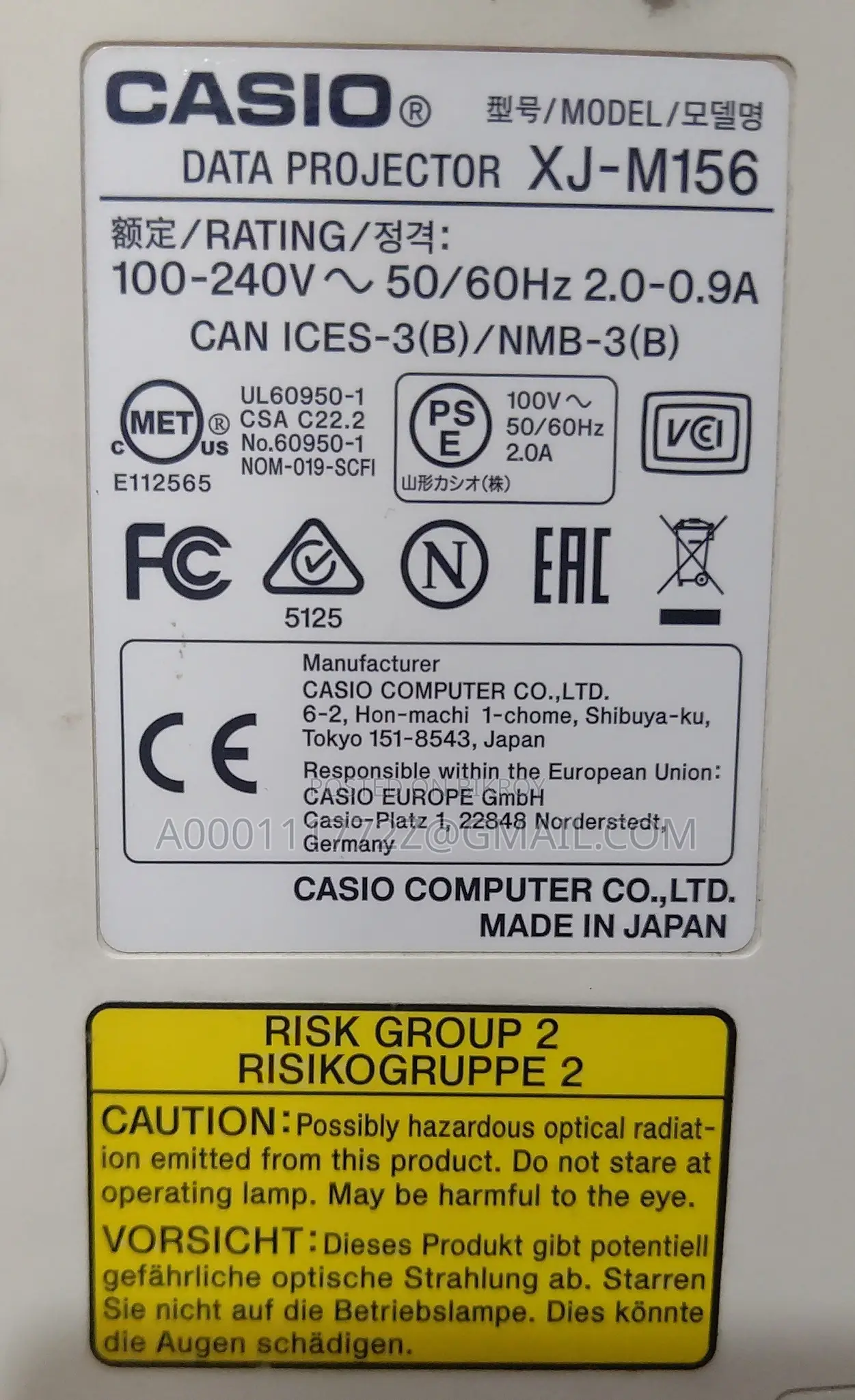 Casio XJ-M156 Laser DLP Data WI-FI Projector Made in Japan