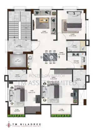 South Facing 1450 sft Flat For Sale In Aftabnagar Dhaka