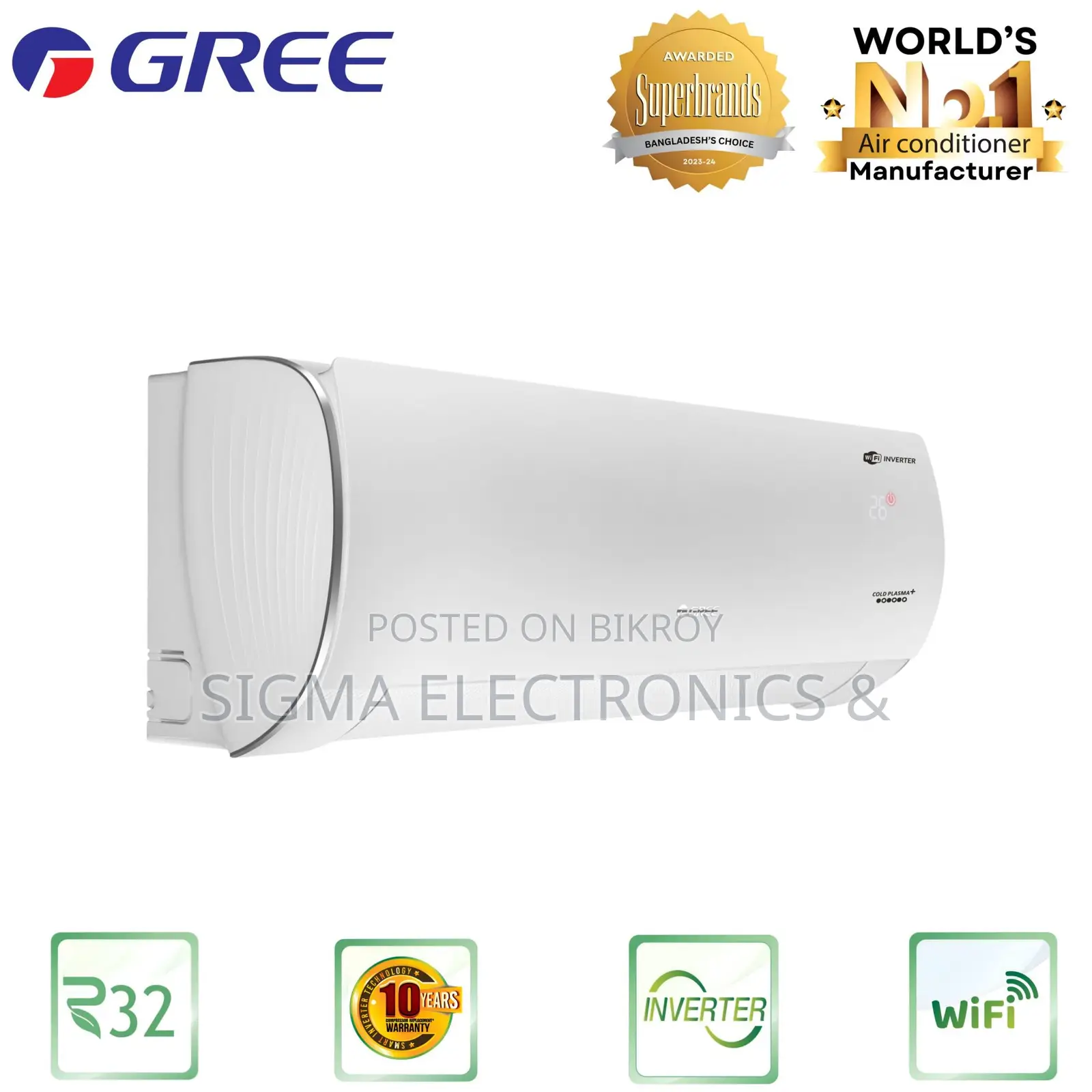 Gree AC 1.5 Ton GS-18XFV32 18000 BTU Inverter 60% Energy Saving