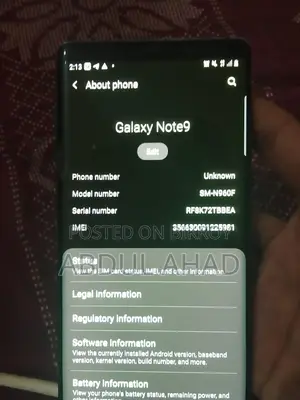 Samsung Galaxy Note 9 . (Used)