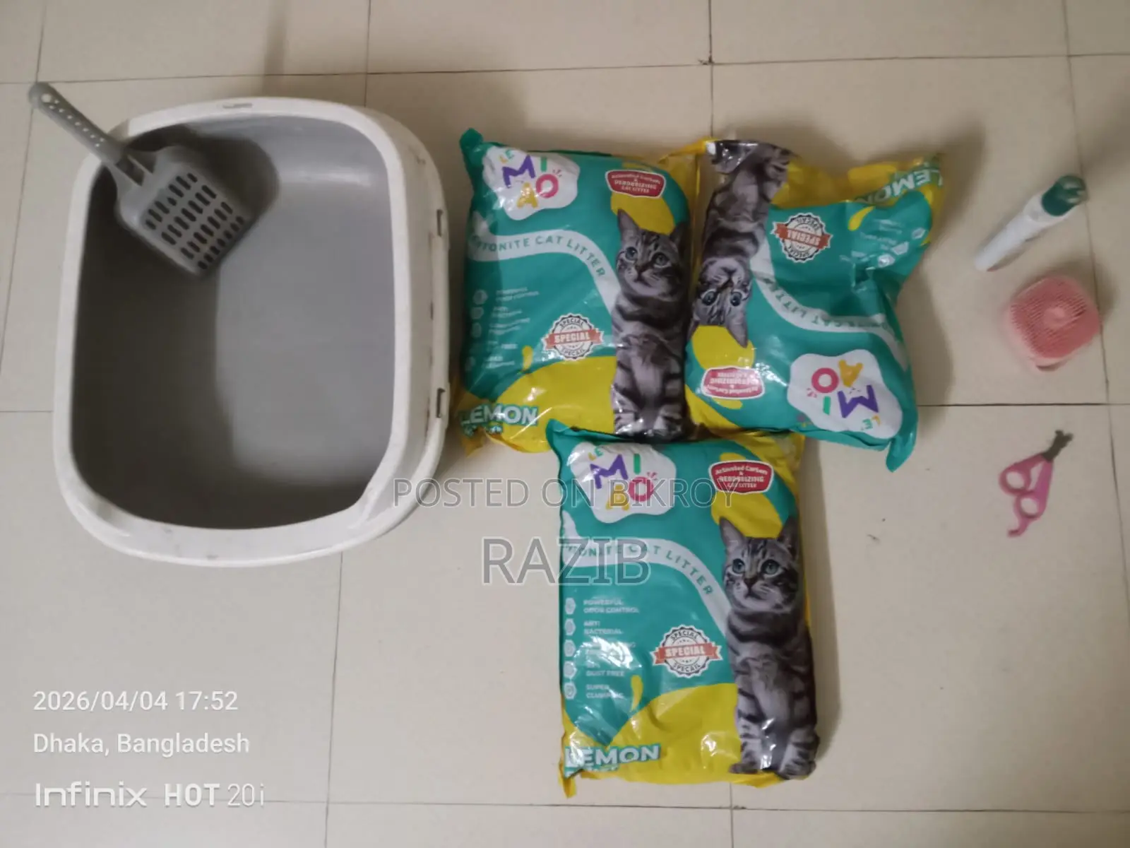 Cat Litter Box, Wash Brush, 15kg, Shampoo, Nail Cutter