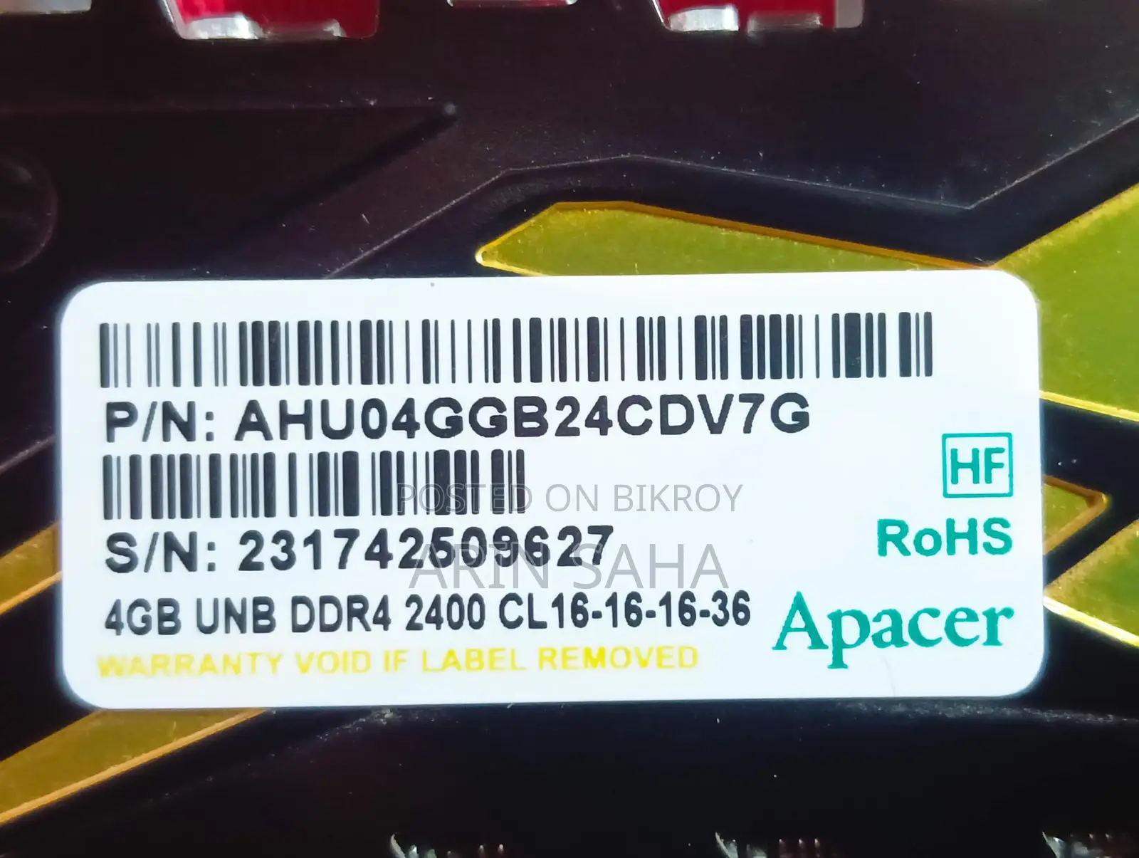 Apacer 4gb Ddr4 Ram(2400mhz)
