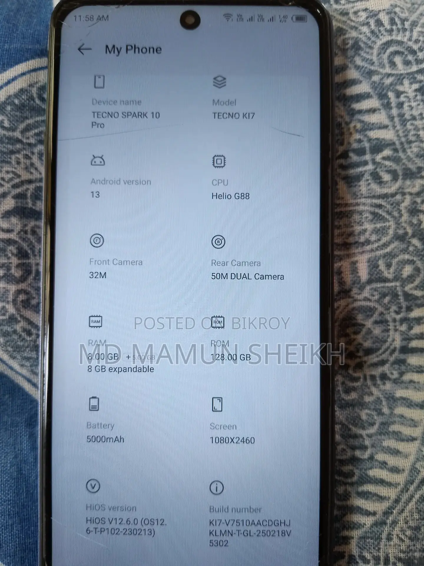 টেকনো স্পার্ক ১০ প্রো . (ব্যবহৃত)