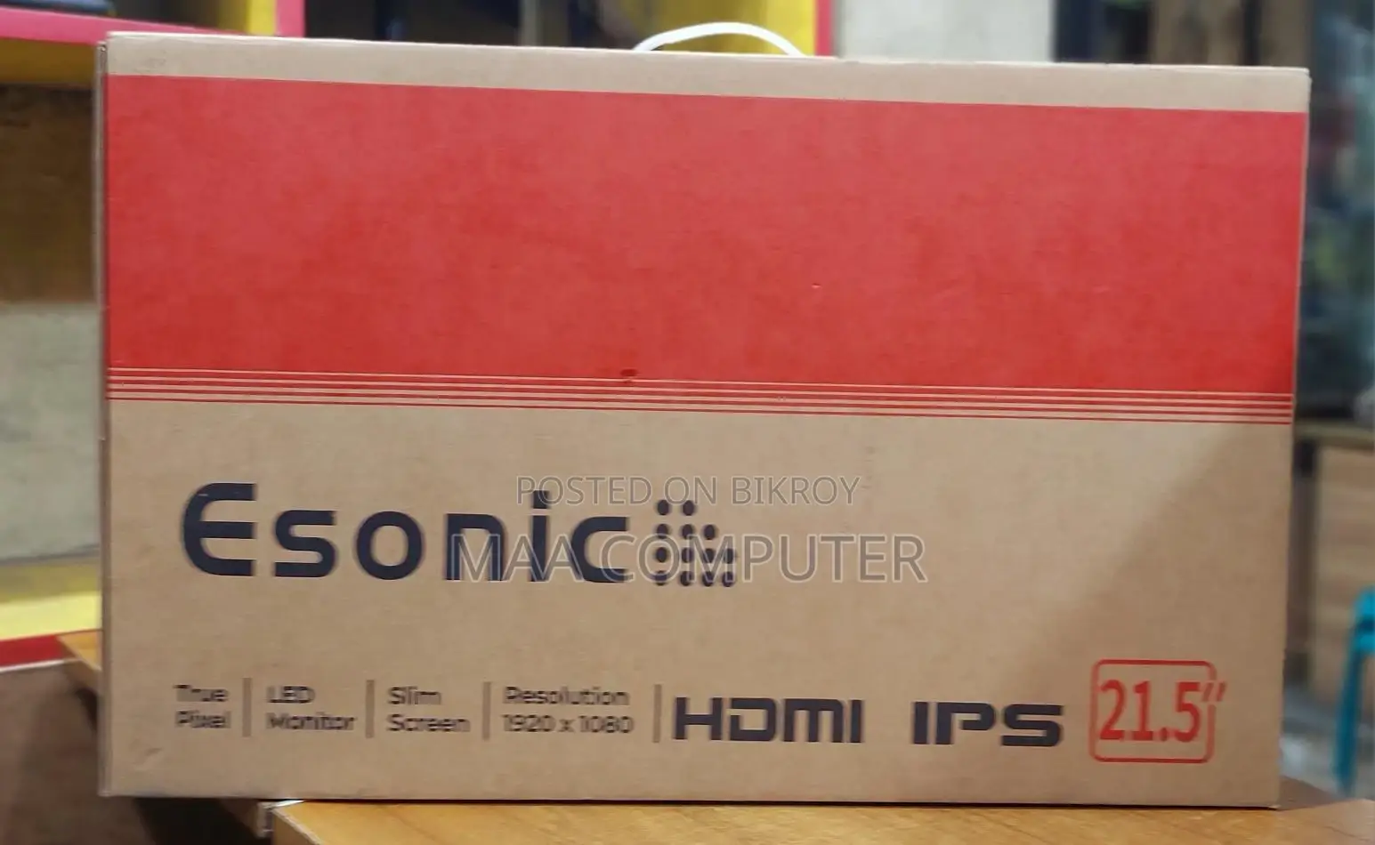 22 Inch Borderless Ips Display Esonic Brand { Full Box } Led Monitor