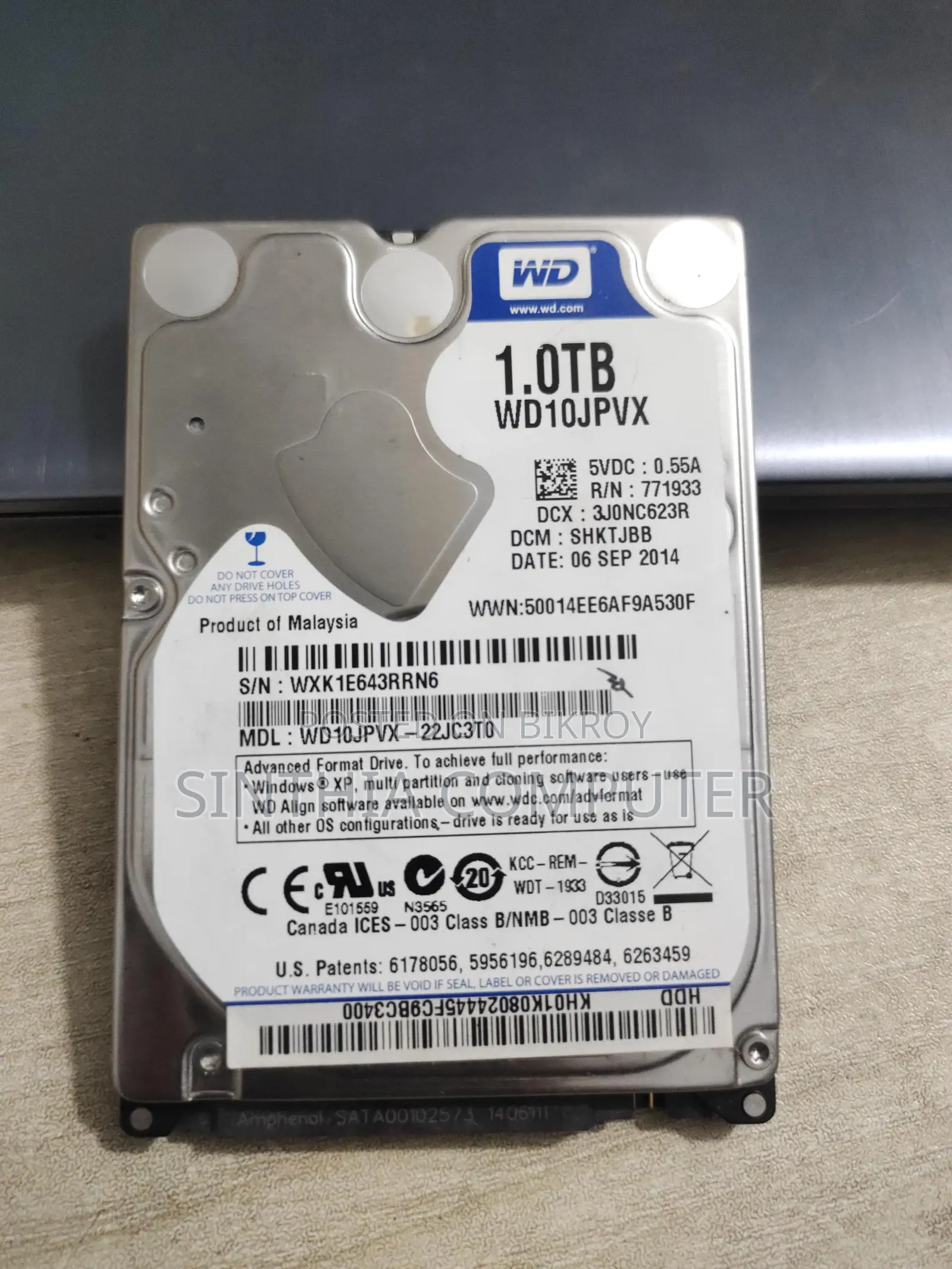 WD 1 TB Laptop HDD with 100% Health and Performance