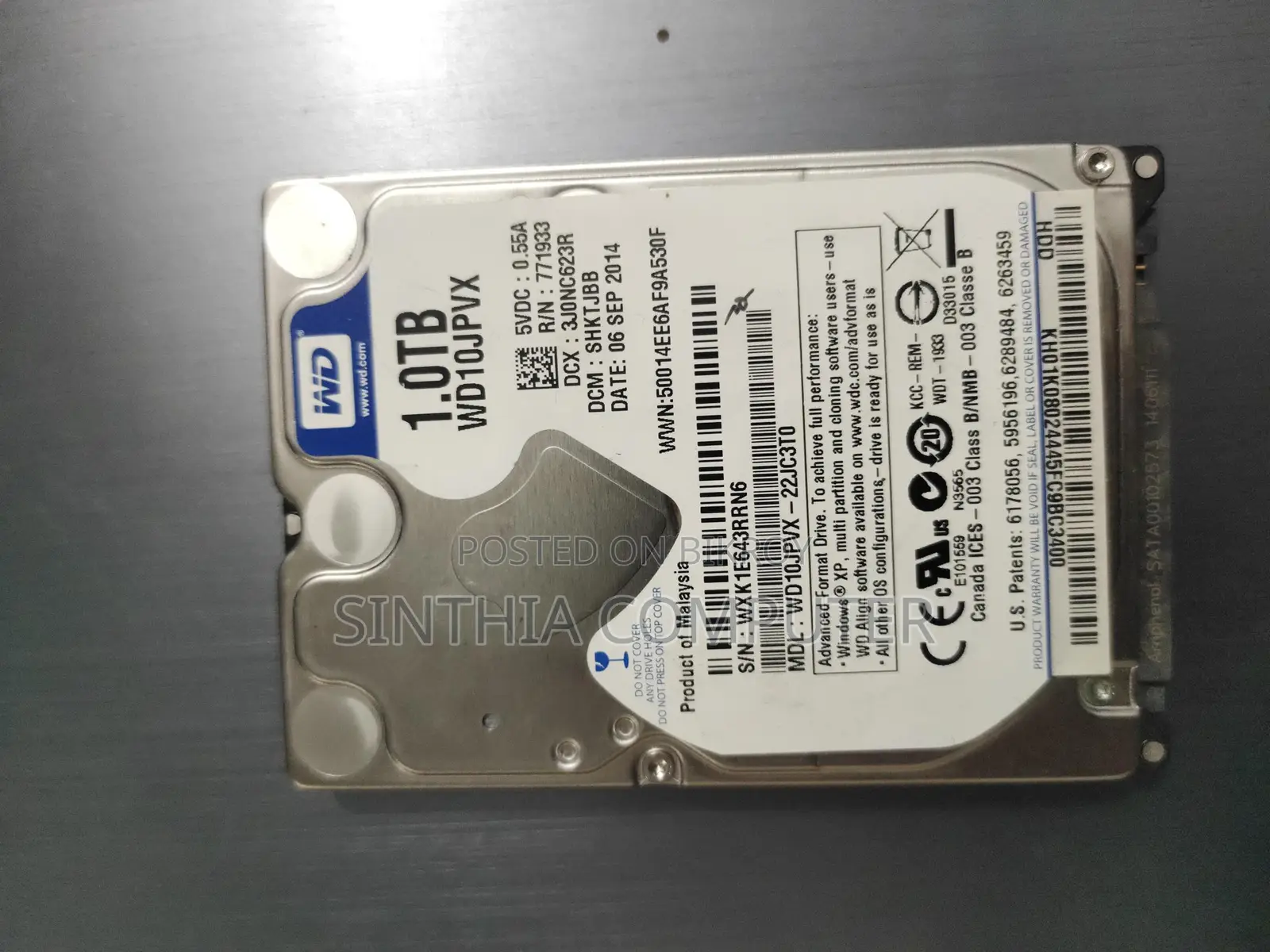 WD 1 TB Laptop HDD with 100% Health and Performance