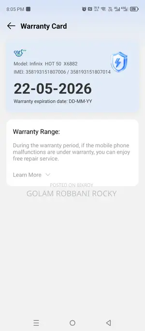 Infinix Hot 50 . (Used)