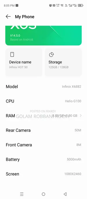 Infinix Hot 50 . (Used)