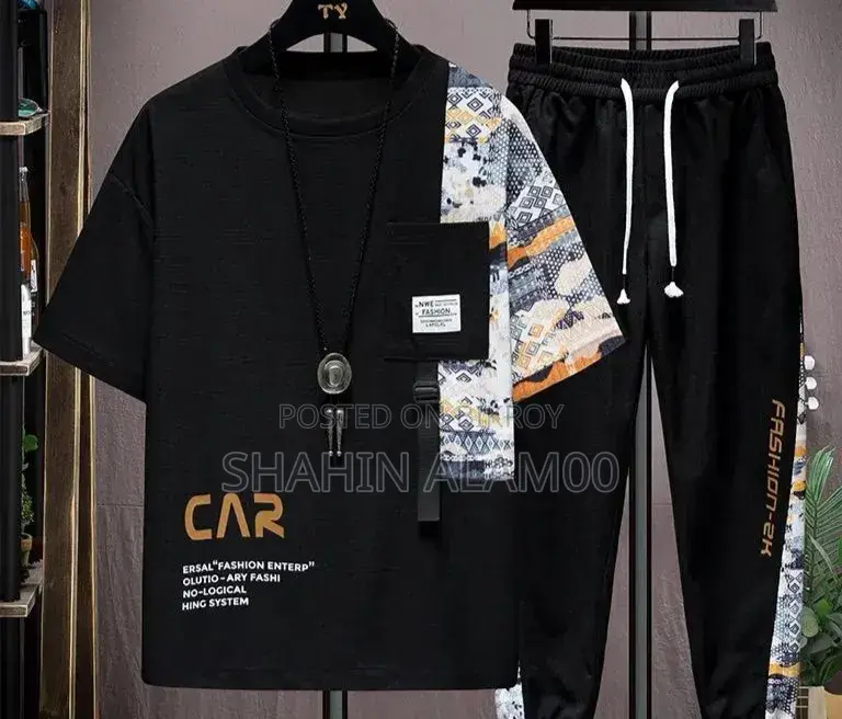 Drop Shoulder Mesh T-Shirt and Trouser Combo