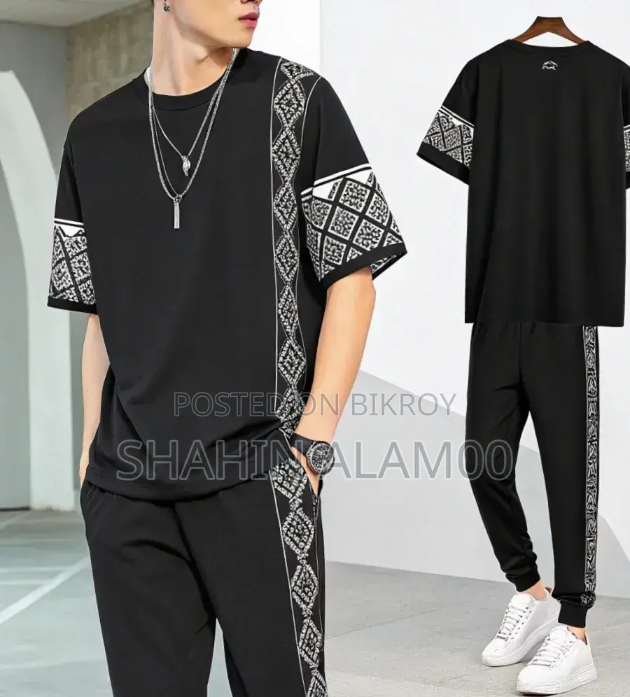 Drop Shoulder Mesh T-Shirt and Trouser Combo