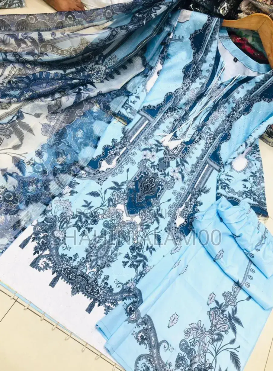 Embroidery Sequence Digital Print Three Piece