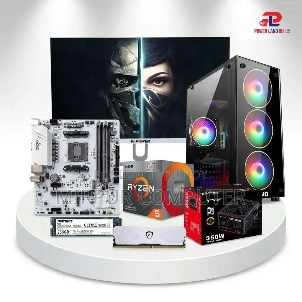 Ryzen 5 5600g Pc+19 Led Hpসম্পূর্ণ ফ্রেশ Ssd 128gb.ram 8gb Ddr4