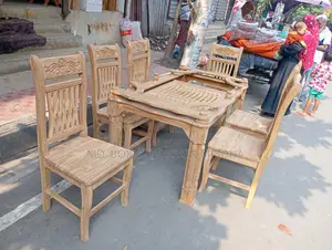 চিটাগাং সেগুন কাঠের চায়না মডেল ডাইনিং টেবিল ৬ chair.