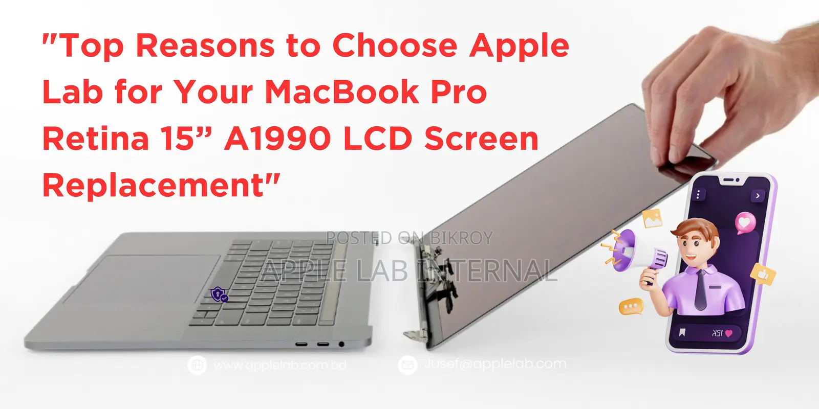 MacBook Pro Retina 15” A1990 LCD Screen Replacement