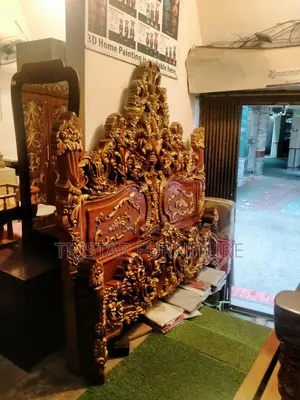 সেগুন কাঠের ডিজাইনিং কিং বেড Bl122f