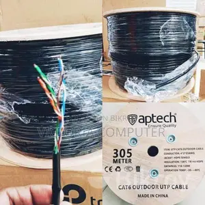 Aptech Cat-6 305 মিটার আউটডোর ক্যাবল (কালো)