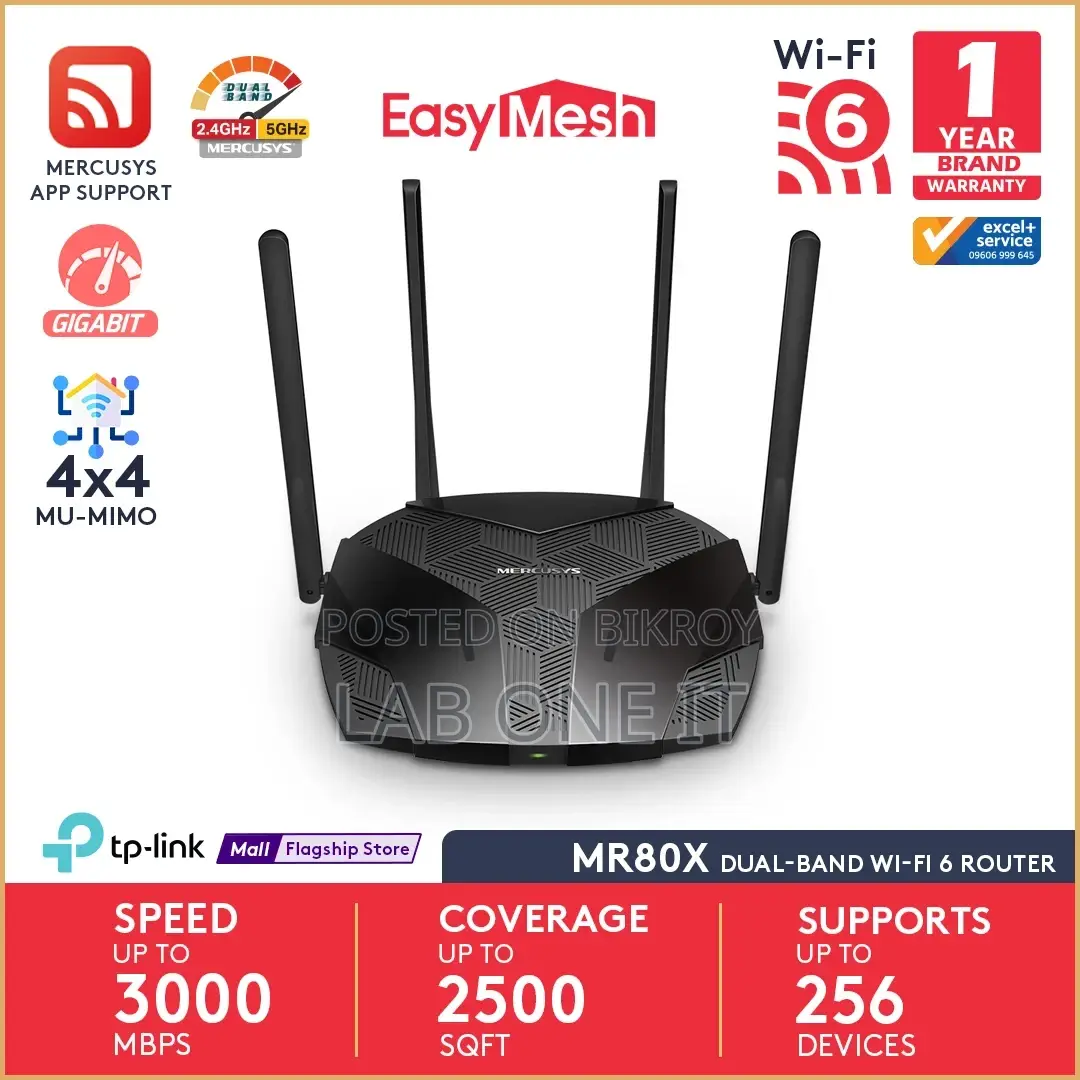 Mercusys Mr80x Ax3000 Dual Band Gigabit Wifi 6 Router 3000mbps