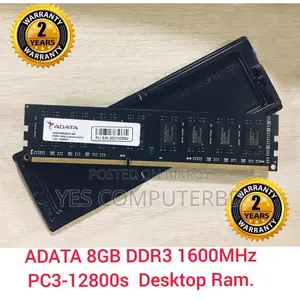 Adata 8gb Ddr3 1600 MHZ Desktop Ram, With 2 Years Warranty
