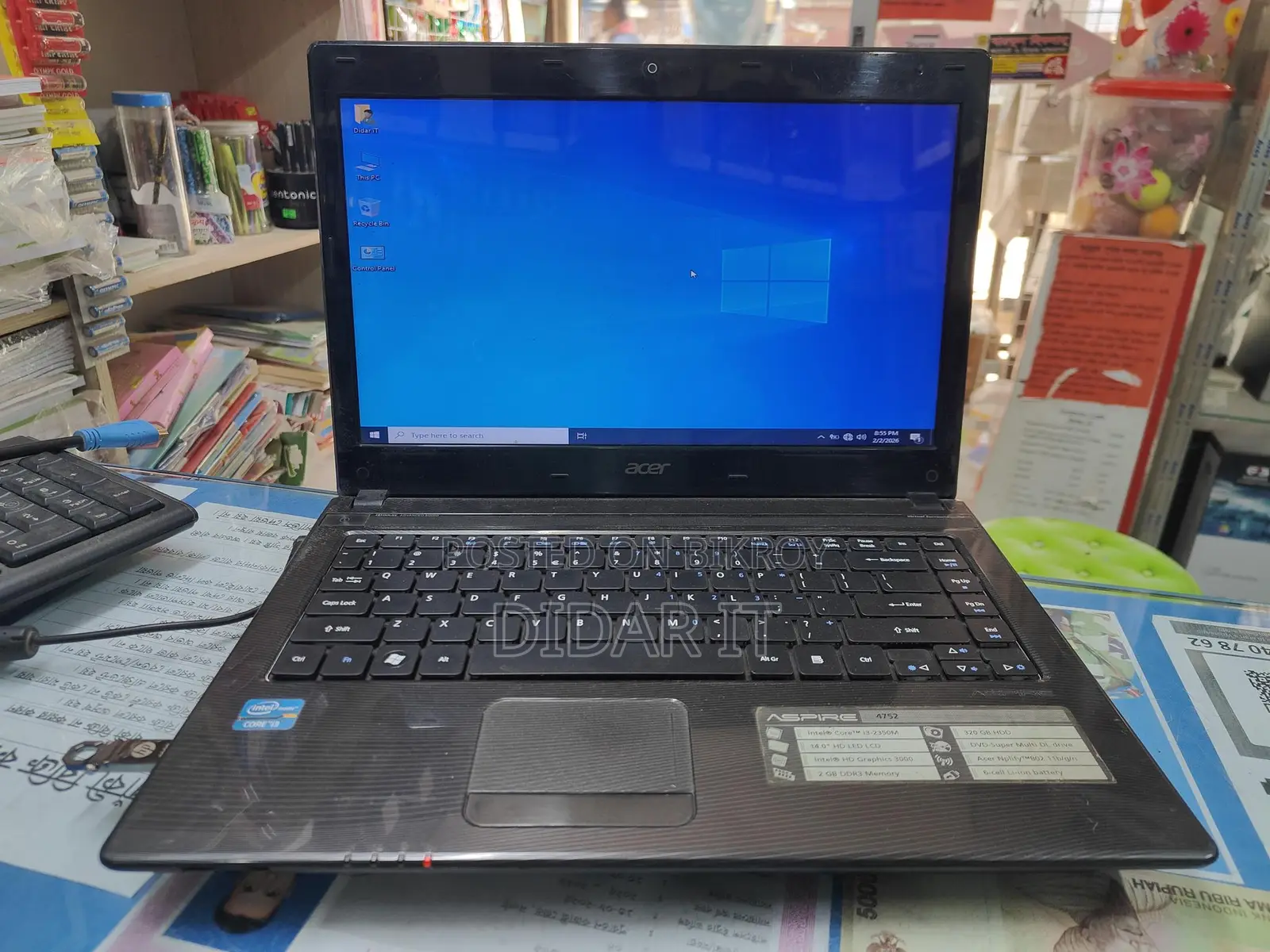 Core i3-4gb-320gb -acer aspire 4752 Running Laptop For Sale