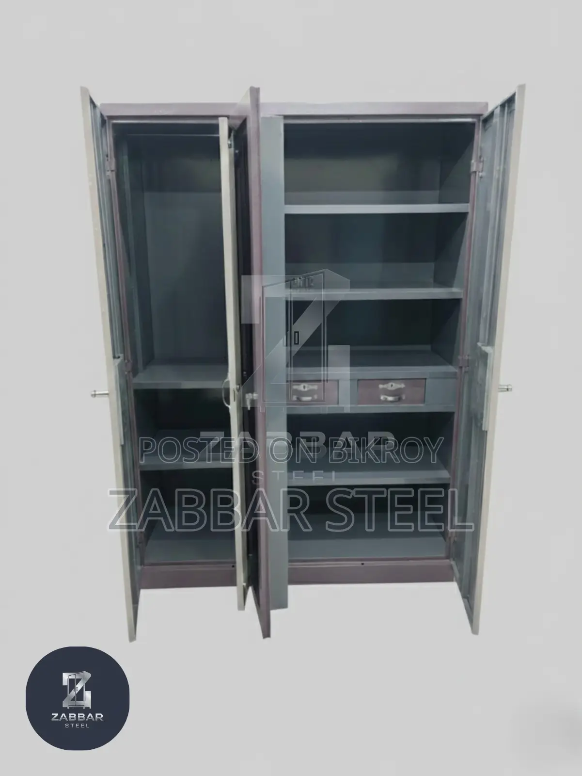 Zabbar Steel Modern 3-Door Steel Almirah