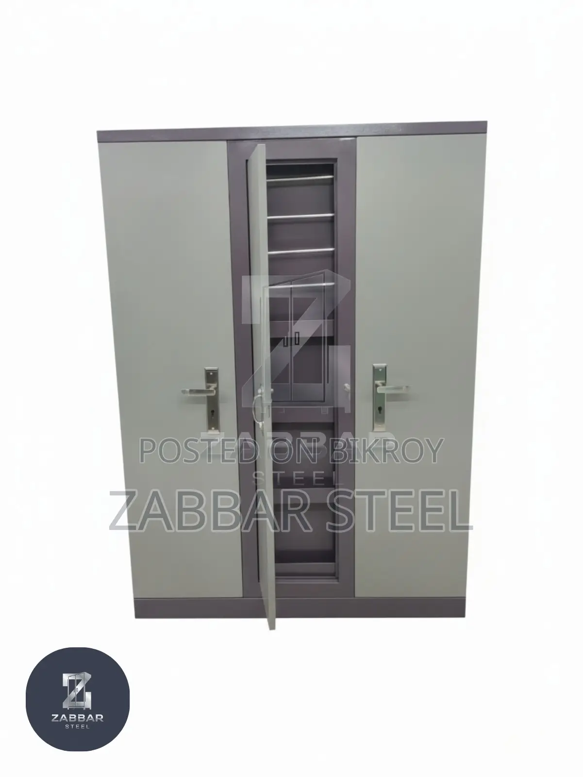 Zabbar Steel Modern 3-Door Steel Almirah