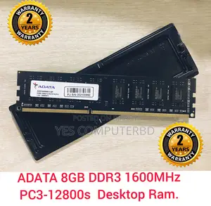 Adata 8gb Ddr3 1600 MHZ Desktop Ram, With ( 2 Years Warranty
