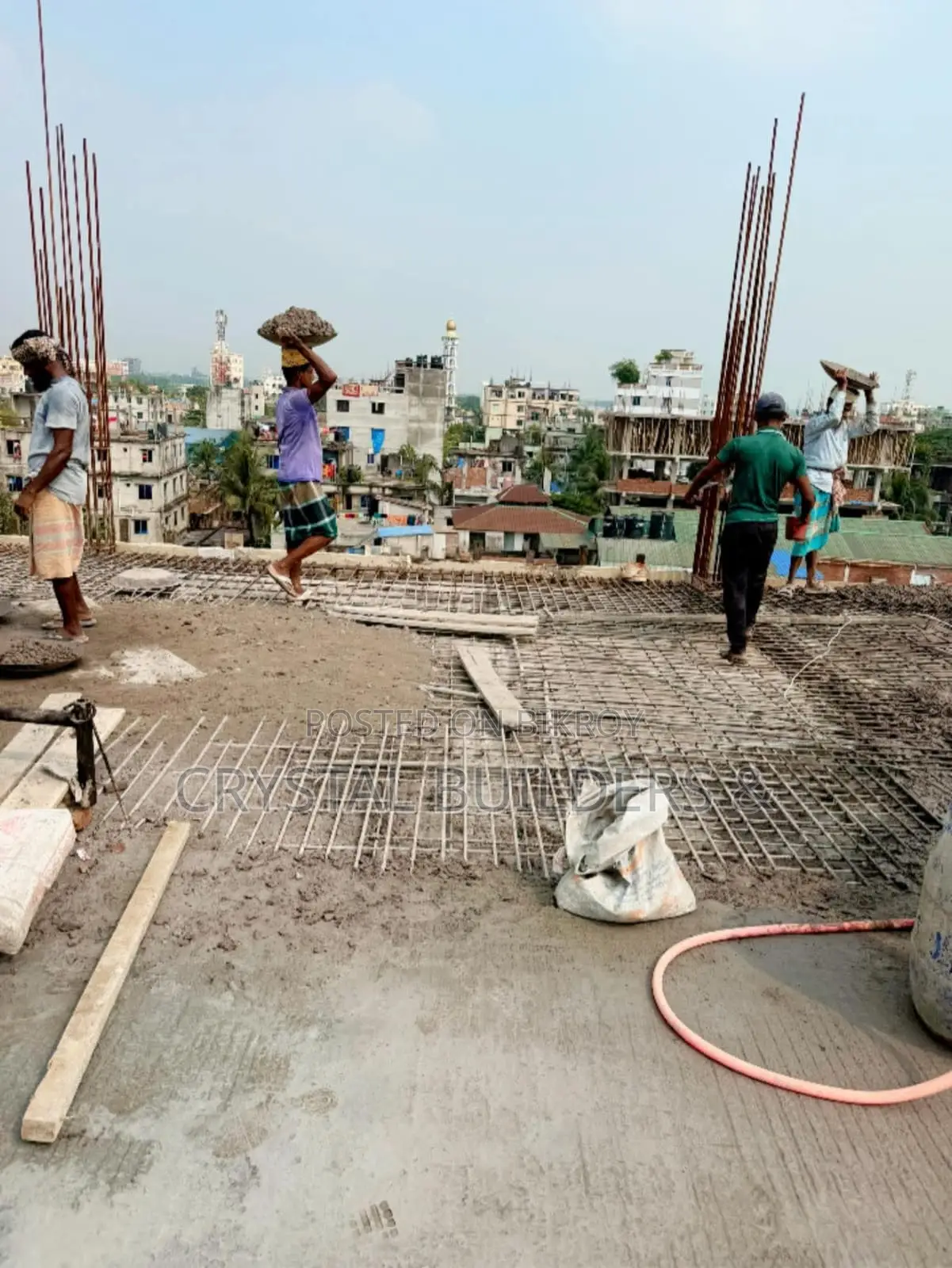 14 feet above road, land area 3 katha.