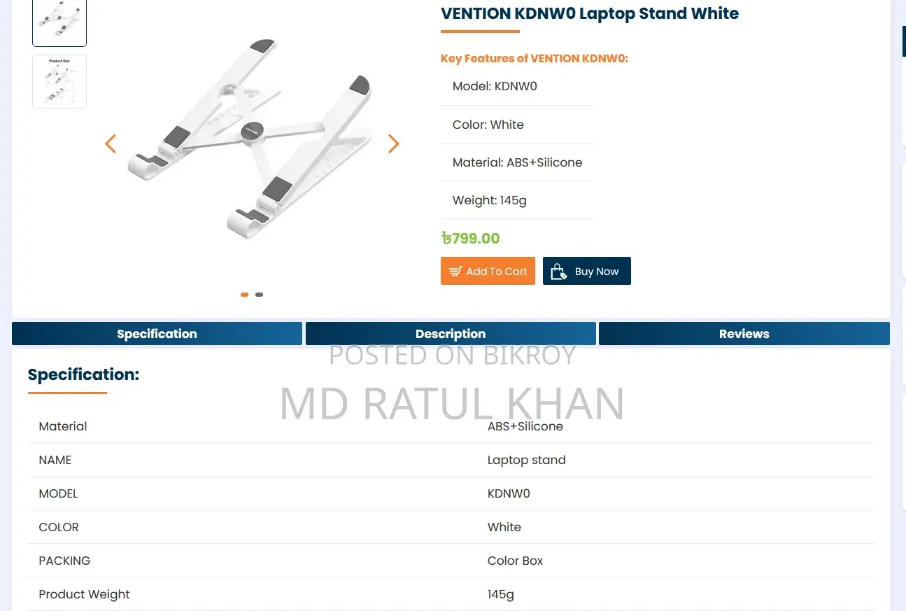 ''vention Kdnw0 Laptop Stand White Color''