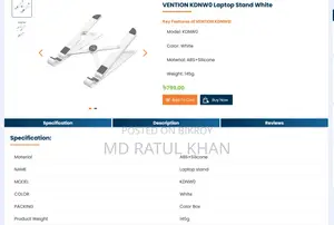 ''vention Kdnw0 Laptop Stand White Color''