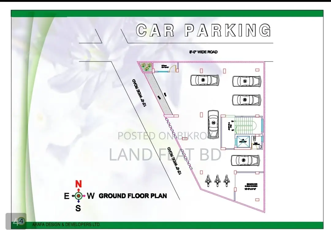 1295 sq ft flat for sale on South-West corner plot