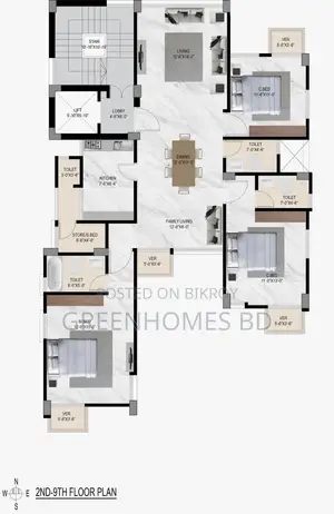 3-Bedroom Apartment in Greenhomes, Basundhara for sale