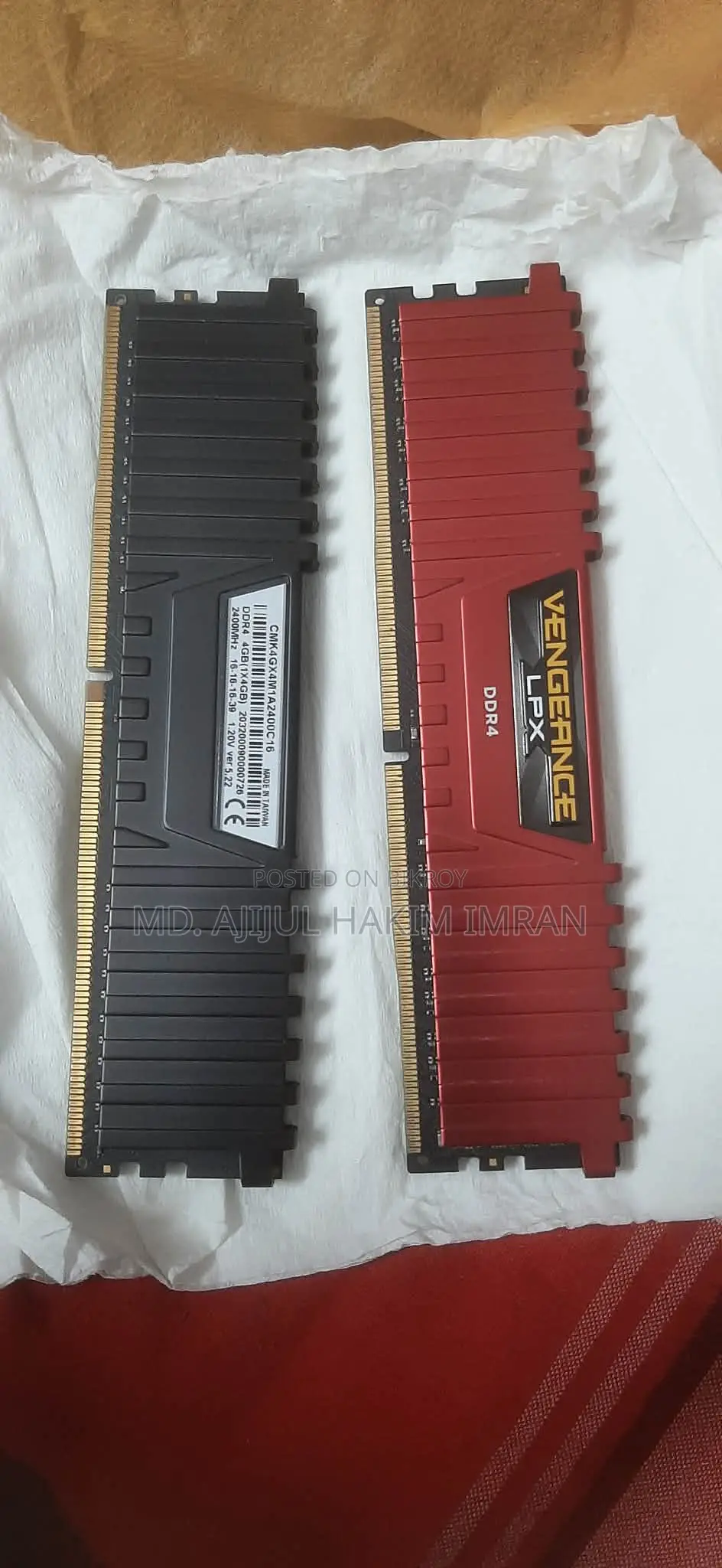 Corsair 4GB DDR4 2400 MHz RAM (2 Pcs.)
