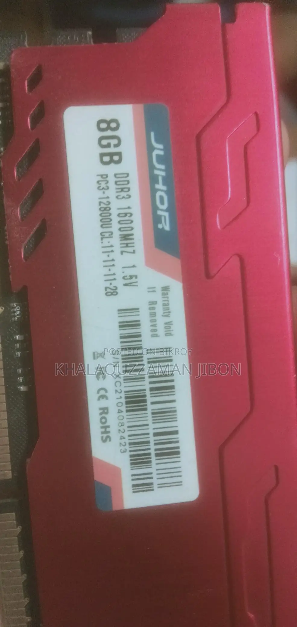 JUHOR DDR3 8gb RAM - New Condition No Problem