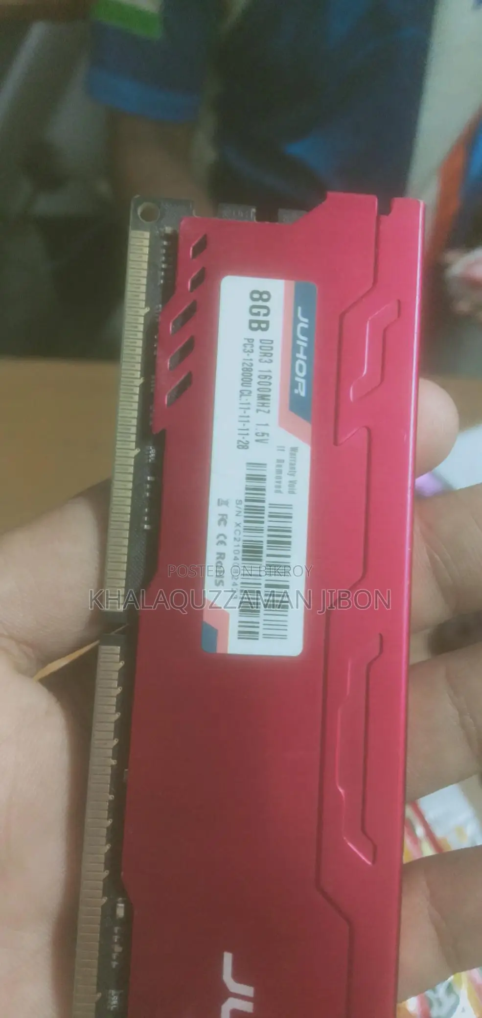 JUHOR DDR3 8gb RAM - New Condition No Problem
