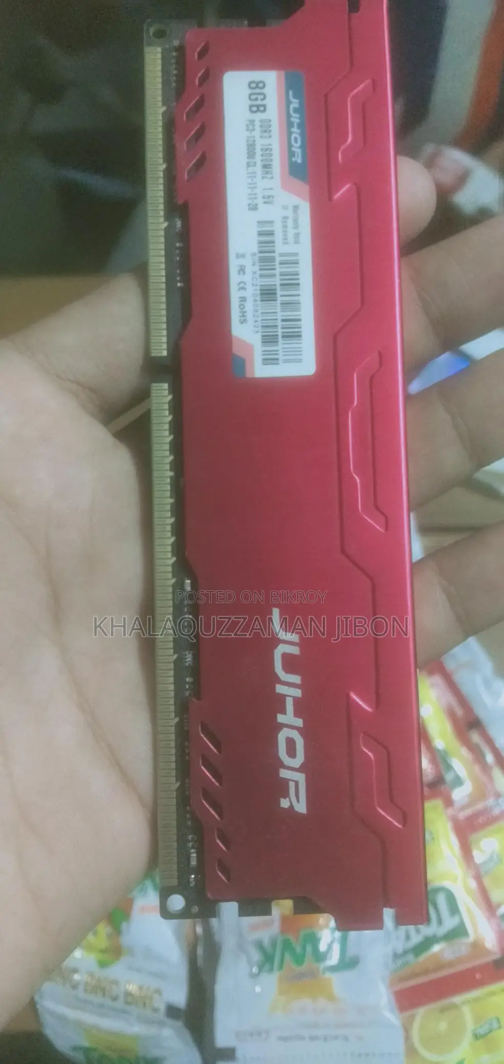 JUHOR DDR3 8gb RAM - New Condition No Problem