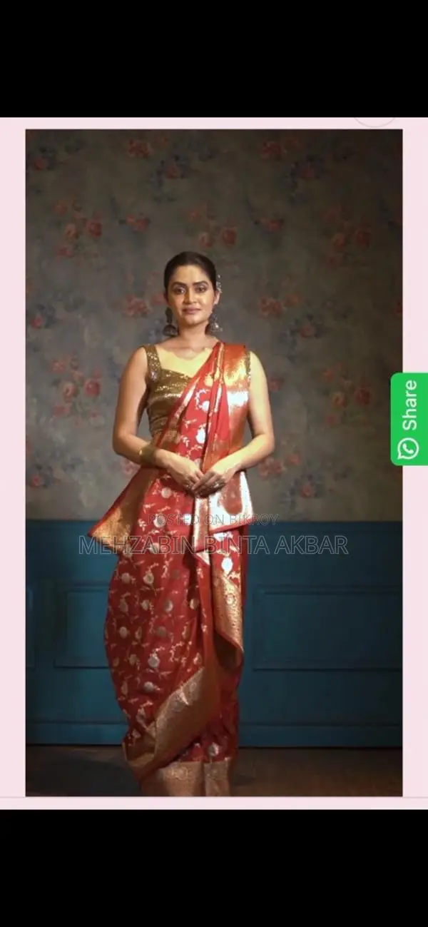 কনের জন্য মেরুন কাতান বেনারসি সিল্ক শাড়ি